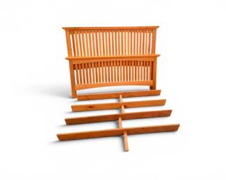93 QueenSizeSolidWoodSlatBedFramewHeadboardFootboard