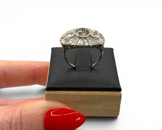 248 AntiqueArtDeco14KGoldDiamondClusterRingSize6540g