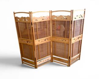 159 4PanelFoldingRoomDividerPrivacyScreenwLeafCutoutDesign