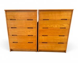 169 Pairof5DrawerWoodDresserswRecessedPullHandles