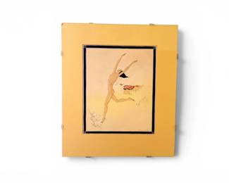 114 SignedMattedFiguralArtworkGracefulLadyFigureUnframed