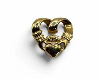 189 14KGoldCladdaghHeartPendant26g