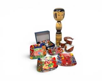 167 JapaneseKokeshiDollTeaSetWashiCoasterCollection