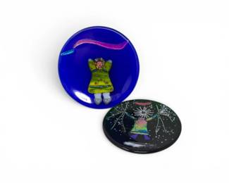 33 SignedCobaltBlueGreenArtGlassPlatesMadeinAlaskaOther