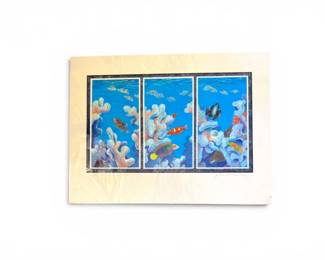 150 JohnRomaineCoralSanctuaryMauiHandTintedSignedPrint
