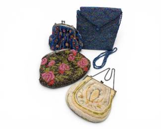 253 4VintageAntiqueBeadedEveningClutchesFloralArtDecoStyles