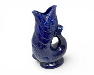 37 OriginalGluggleJugCobaltBlueCeramicFishPitcherVase