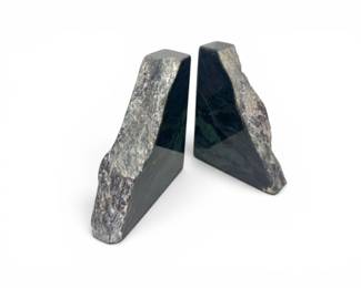 11 PairofBlackMarbleBookendsNaturalStone725Tall
