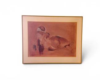 105 SignedFigurativeNudeStudyArtworkinMetalFrame