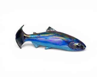 224 IridescentCeramicFishServingDishSigned