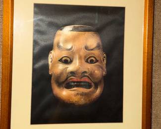 Framed print Tenjin Japanese Noh theater mask,