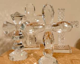 Collection of Oleg Cassini crystal crosses.