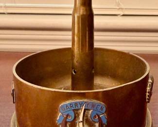 Brass WWII trench art featuring .50-caliber shell casing and 7th Cavalry Regiment "Garryowen" motto.