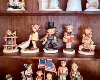 Precious Moments and Hummel figurines.