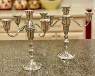 Pair Duchin Creations sterling silver five arm candelabras.