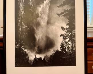 Large framed black white Ansel Adams poster.