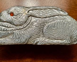 Arthur Court pewter rabbit napkin or letter holder.