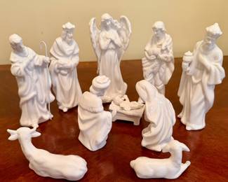 White ceramic nativity.