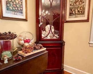 Corner cabinet and drop leaf serving cart.