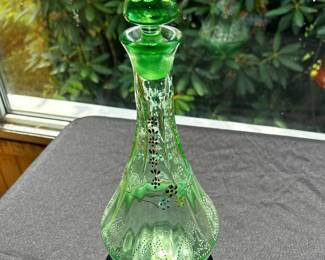 Bohemian Emerald Green Glass Decanter