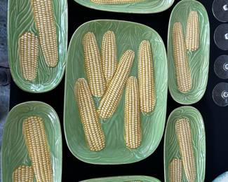 Occupied Japan Majolica Style Corn Plates