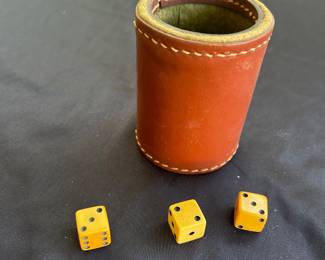 Vintage Leather Dice Shaker and Dice