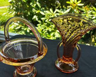 Tiffin Glass Vase and Candy Basket