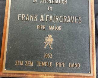 Zem Zem Pipe Band Bronze Plaque