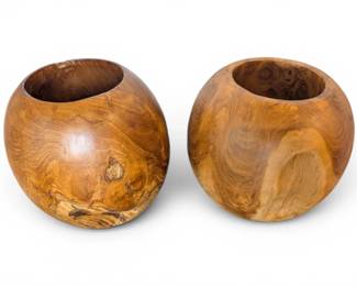 signed wood turned vases