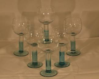Iittalia Finland "Monda Green" Stemware, 6.5", Two Sets of 6 Available