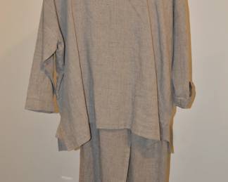 Eskandar Made in England Beige Monks Tunic Top with Matching Linen Pants
