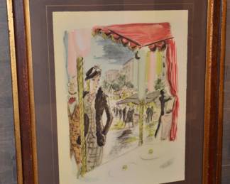 Beautifully Framed Print, French Cafe Life 1940's, 28.5" x 35"