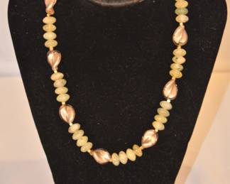 Murano Beads With Moss Agate 17" Necklace