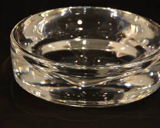 Mid Century Willy Johansson Signed Hand Made Heavy 8.5" Crystal Bowl, 2 Available