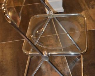 Side View of the MCM Lucite Plia Folding Chair