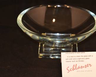 Vintage Stephan Schlanser 1992 Art Glass Bowl, 8.5"w  x 3.5"h