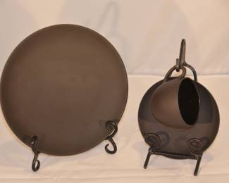 Another Mid Century Wedgwood Black Matte Jasperware Dinnerware, 3 piece place setting for twelve