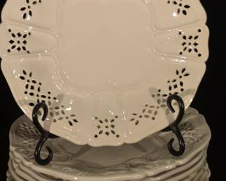 Off White Pierced 8.25" Appetizer/Dessert Plates, Made in Italy. Set of 10