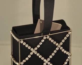 RARE Daniel Swarovski Black Satin Cage Evening Bag with Swarovski Crystals! Mint Condition!