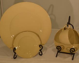 Vintage Wedgwood of Etruria & Barlaston "Drabware" 4 Piece Place Setting for 12, includes 10.75" Dinner, 5.5" Appetizer Plate and Cups and Saucers. Two Additional 3 Piece Sets Available