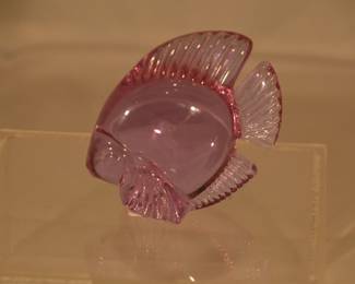 Daum Pink Crystal Fish, 3"