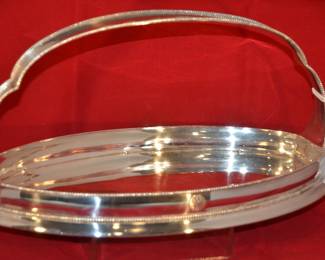 Victorian Style Silverplate Centerpiece Gallery Tray with Handle 15.5"w x 8.5"h x 8.25"d