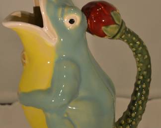 Vintage Henrikson Imports 9.5" Ceramic Colorful "Frog" Pitcher