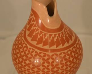 Rare Authentic Native American by Carol Vigil 6.5" Polished Vase with Geometric Design