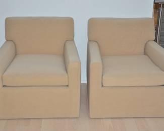 Two Pairs of the Wool Freize Upholstered Arm Chairs with Down CushionsAvailable!