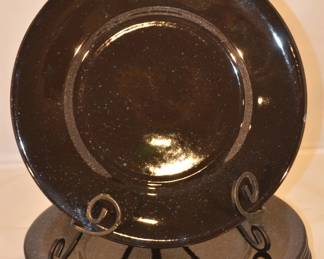 Gian France 12.25" Black Speckled Charger Plates, Set of 6