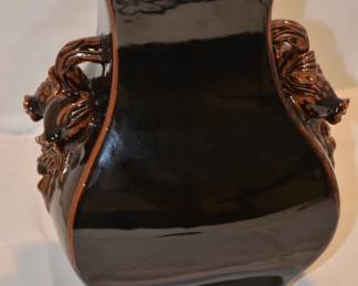Black Botanical Glazed Relief 12.25" Vase, 2 Available