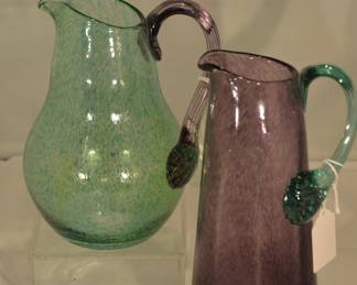 Kosta Boda includes two Rare "Frutteria" Pitchers signed and numbered by Gunell Sahlin, 8.5" and 10.5"h