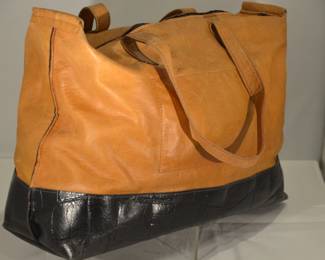Side View of the Large Leather Tote