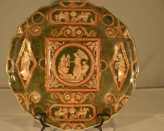Vintage Greek Style 12.5" Gold Plated Decorative Plate